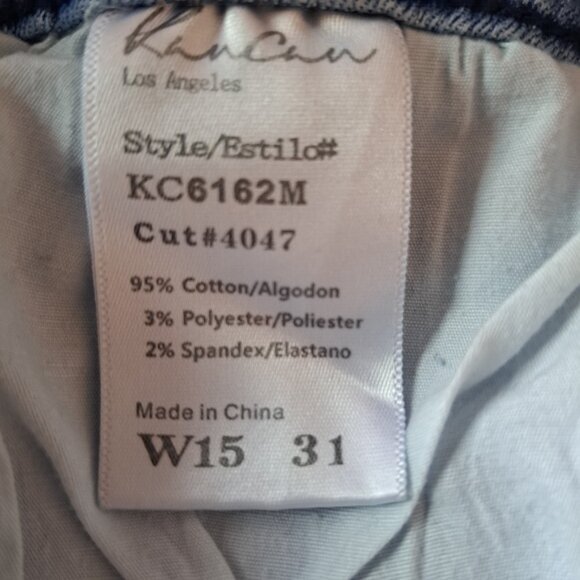 KanCan Lt Wash Distresses Embroidered Detail Fray Hem Skinny Jeans Sz 31 - Picture 12 of 14